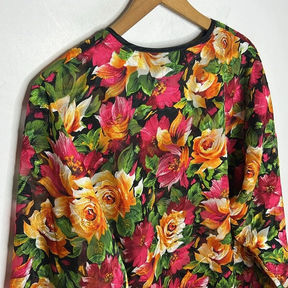 Gold Label Victoria’s Secret Vintage 90s Semi Sheer Floral Print Lounge Shirt - Picture 7 of 11